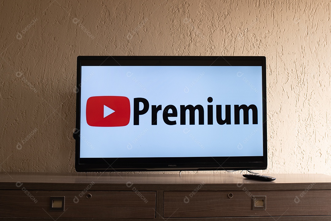 Tela exibindo o logotipo do youtube premium