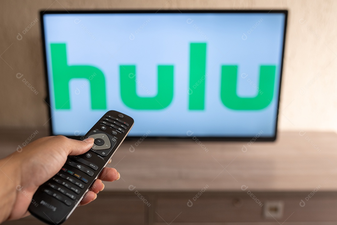 Televisão exibindo o logotipo hulu serviço de video por demanda de assinatura