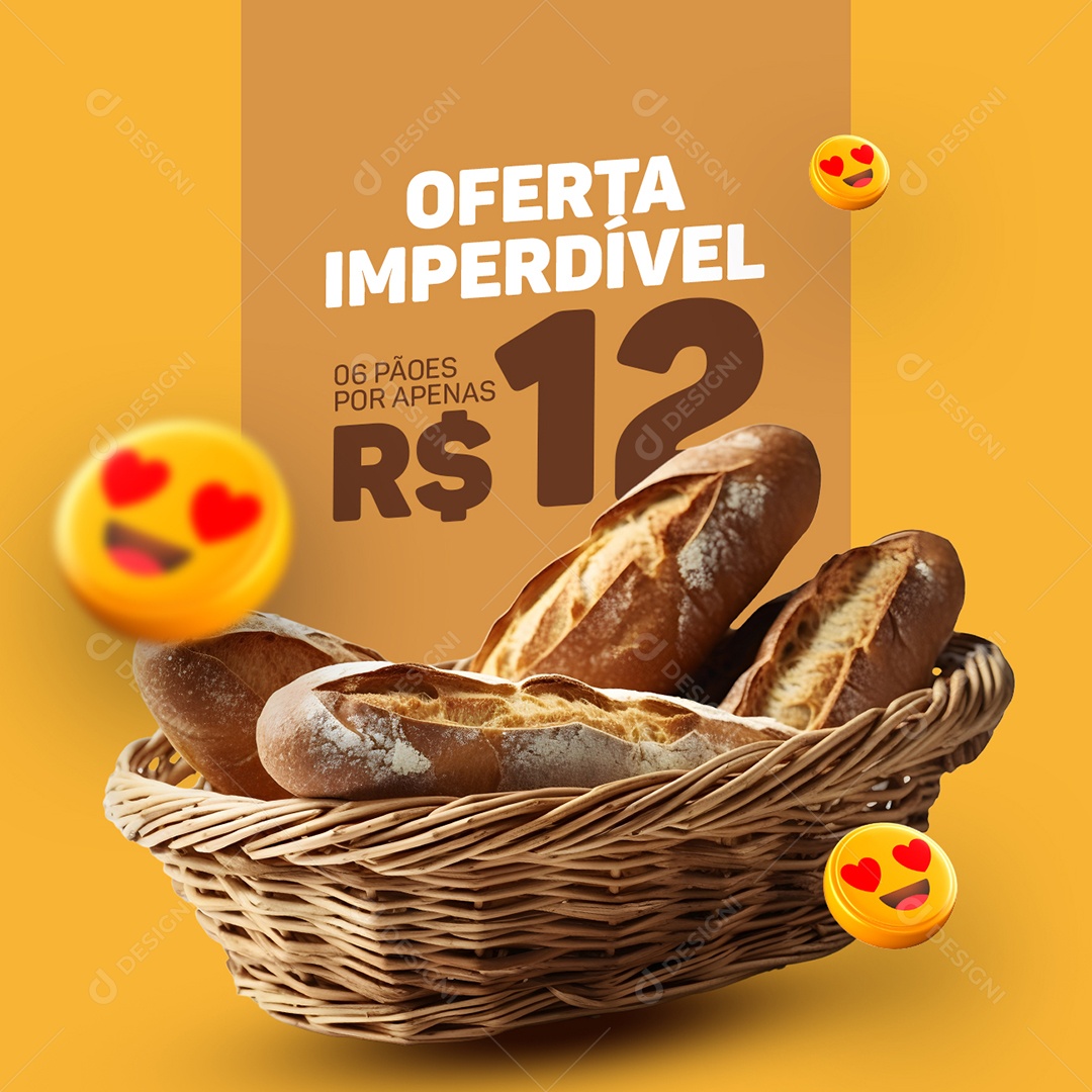 Cafeteria Café da Manhã Oferta Imperdível 6 Pães por Apenas 12 Reais Social Media PSD Editável