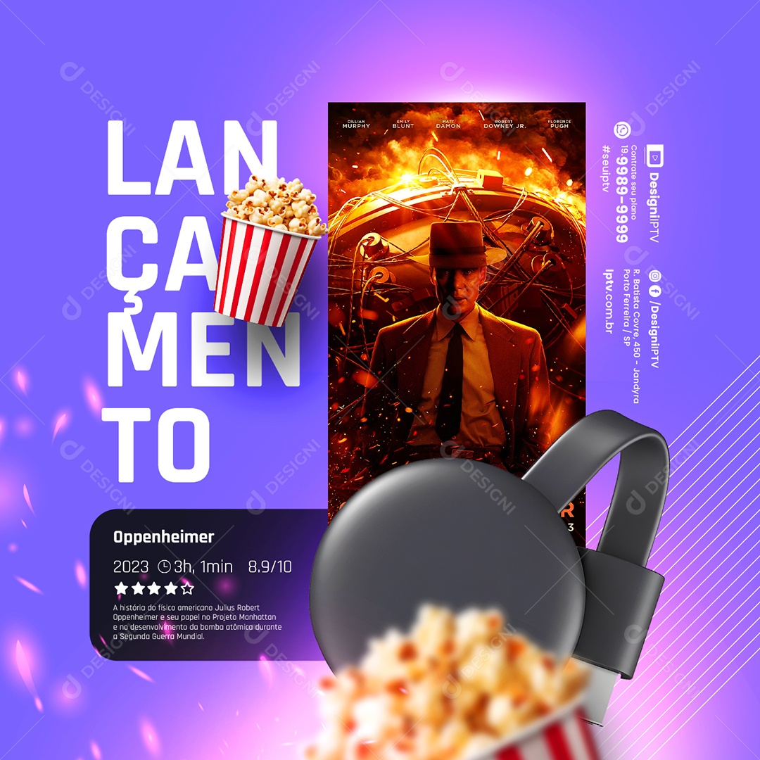 IPTV Lançamento Oppenheimer Social Media PSD Editável