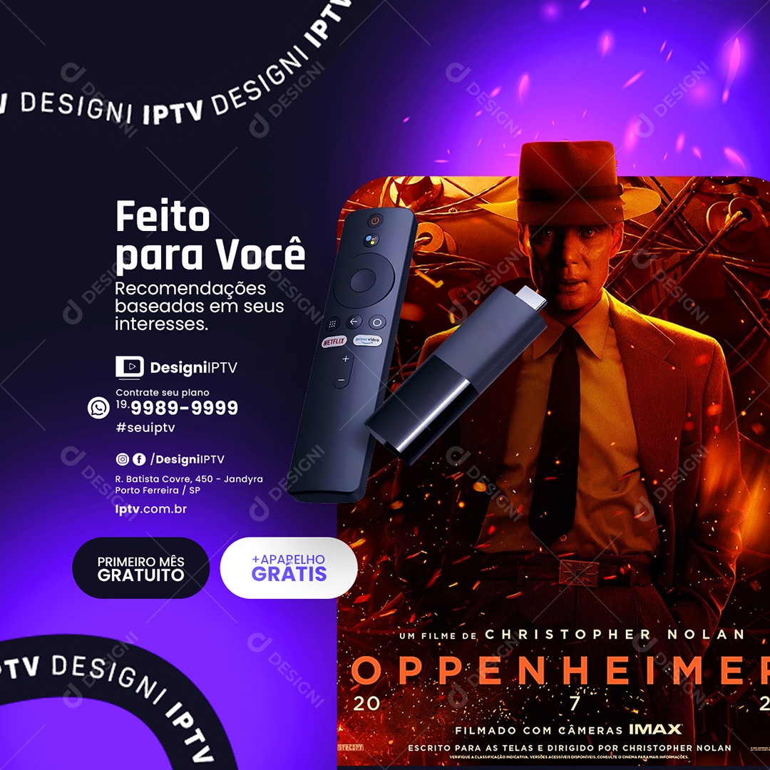 IPTV Feito para Você Recomendações Baseadas em seus Interesses Social Media PSD Editável