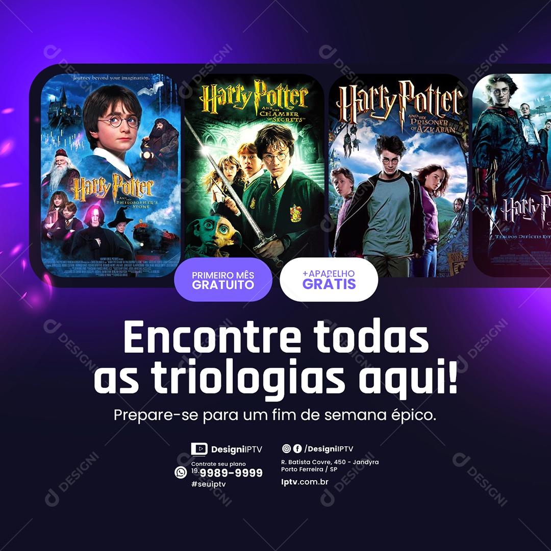 IPTV Encontre Todas as Trilogias Aqui Social Media PSD Editável