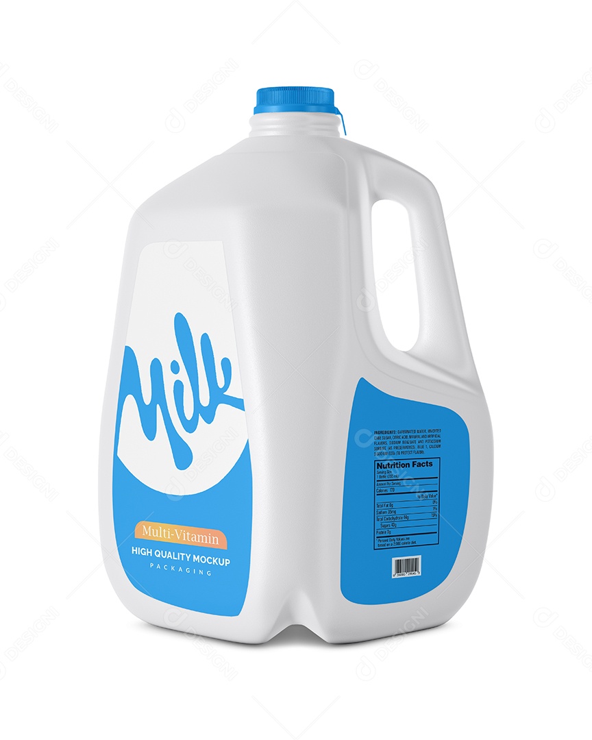 Jarra de leite em plástico Mockup PSD editável