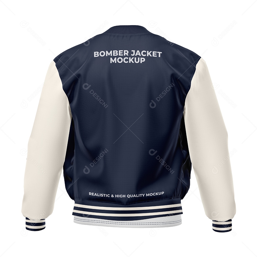 Jaqueta bomber com camiseta visão de trás Mockup PSD editável