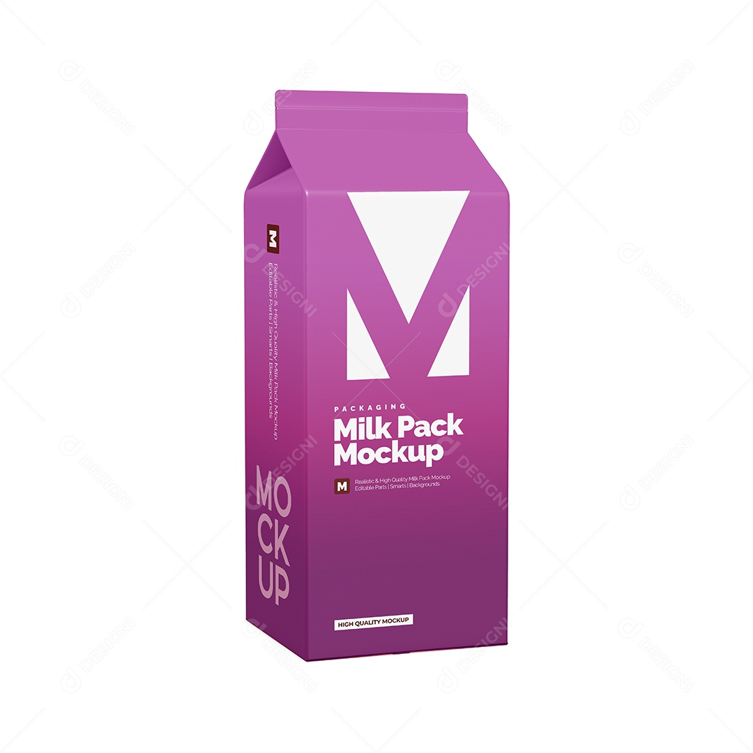 Embalagem média de leite em papelão Mockup PSD editável