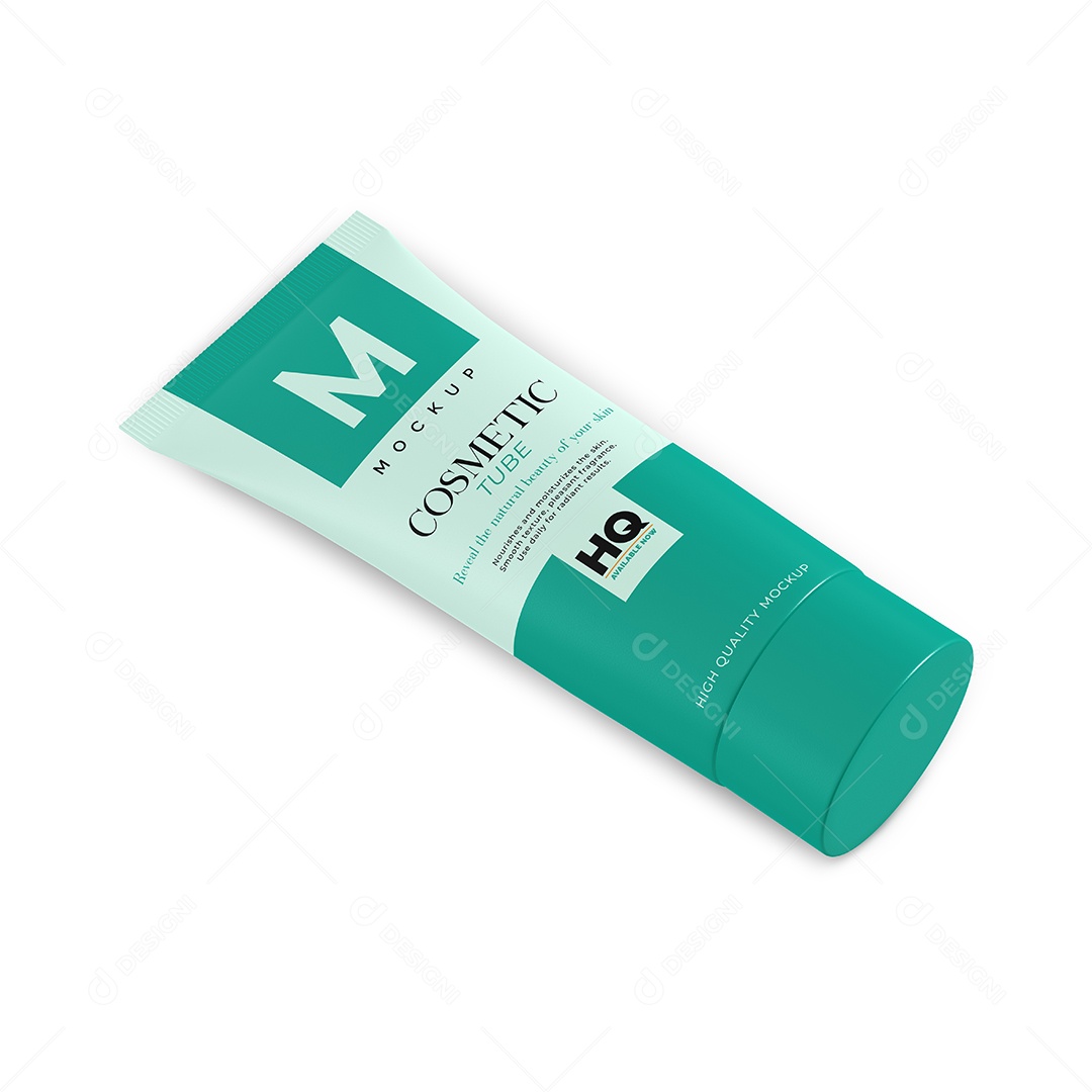 Embalagem de plástico de cosmético deitada Mockup PSD editável