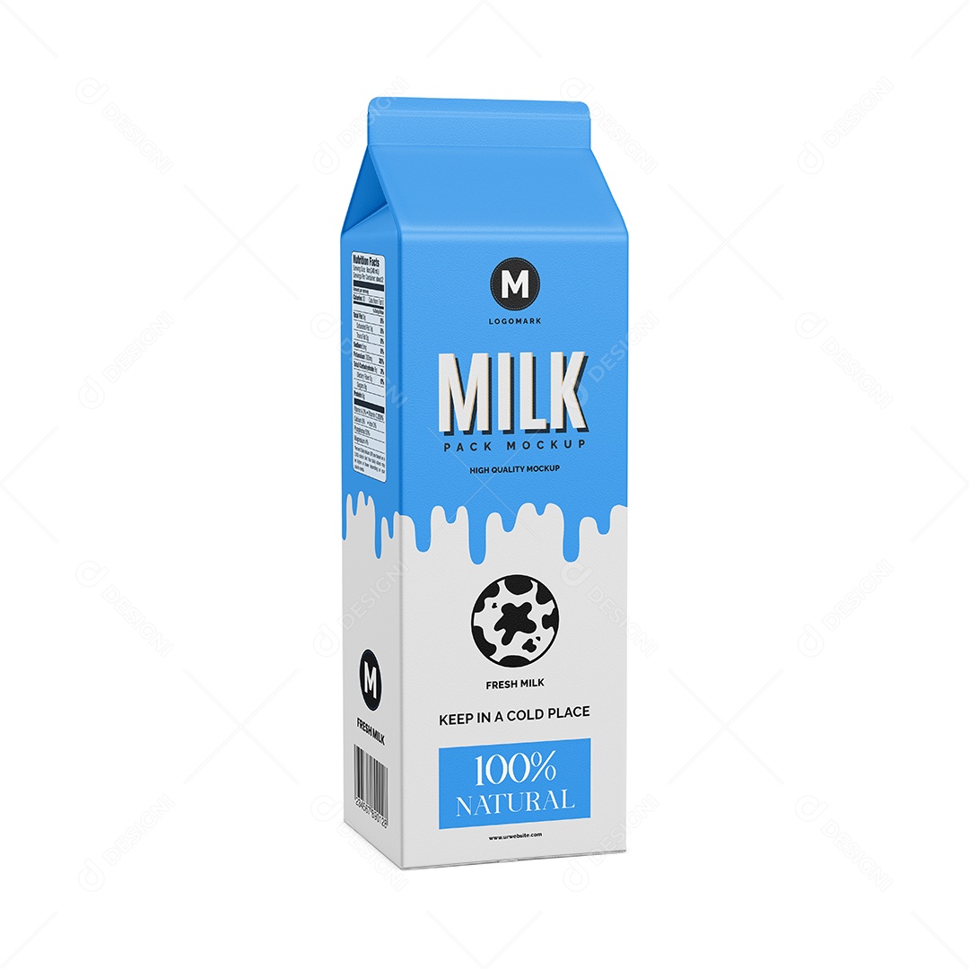 Embalagem de leite pequena de papelão Mockup PSD editável
