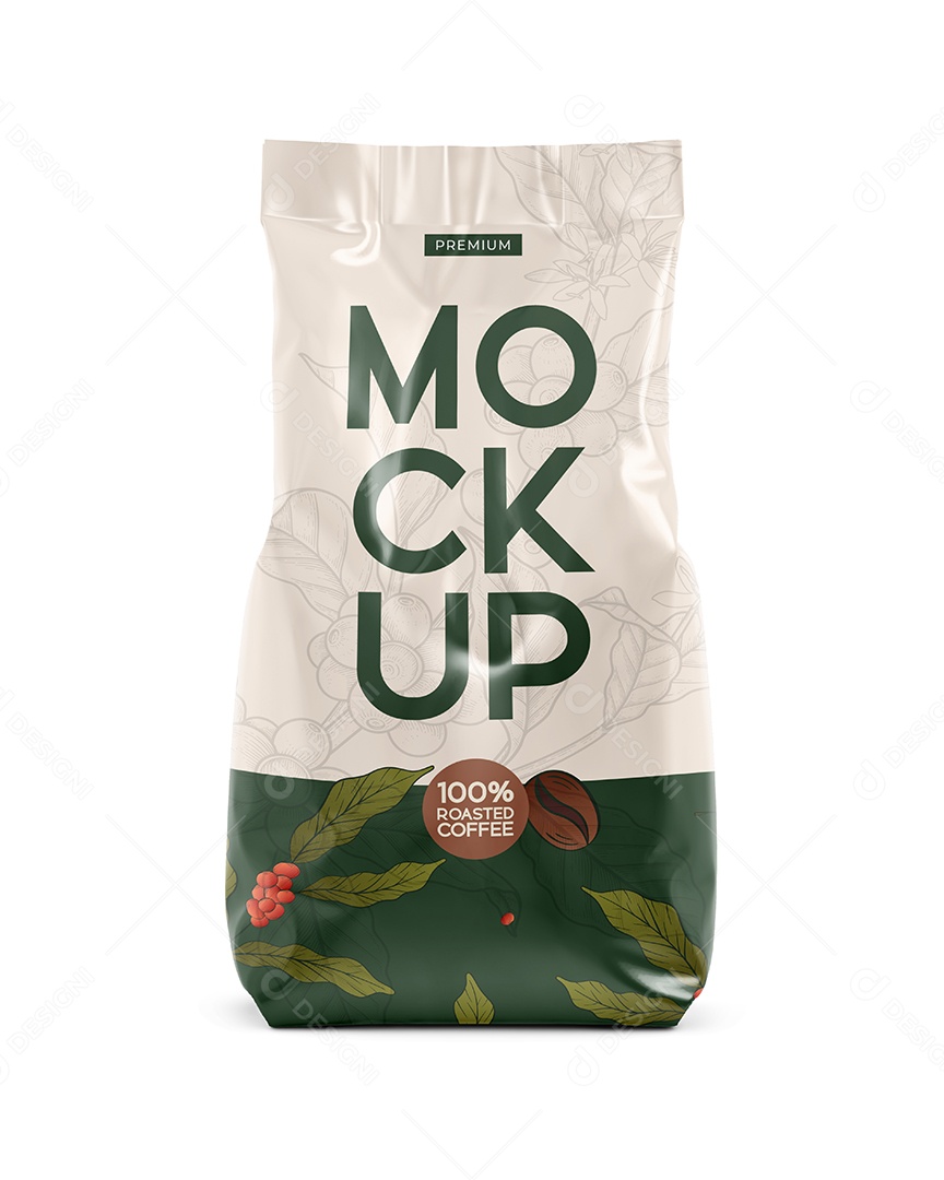 Embalagem de café de frente Mockup PSD editável