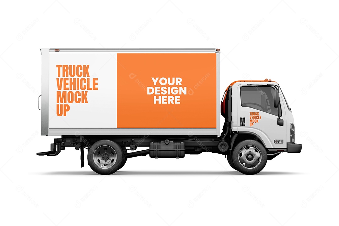 Caminhão de lado Mockup PSD editável