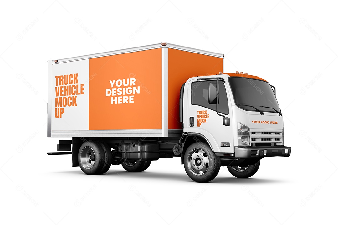 Caminhão de frente Mockup PSD editável