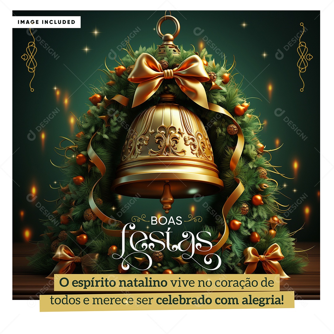 Natal Boas Festa O Espírito Natalino Cartões Natalino Social Media PSD Editável