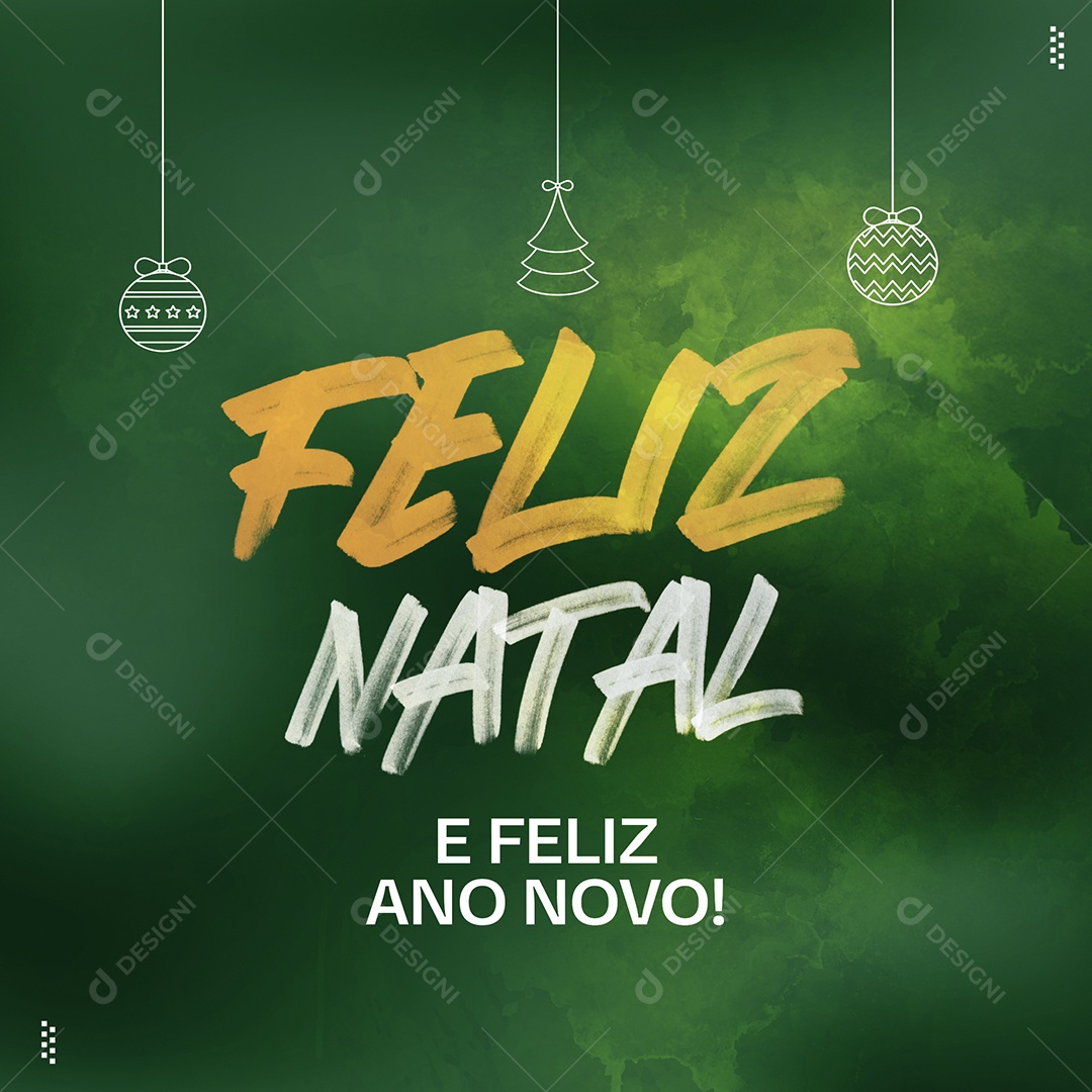 Feliz Natal e Feliz Ano Novo Cartão Postal Social Media PSD Editável