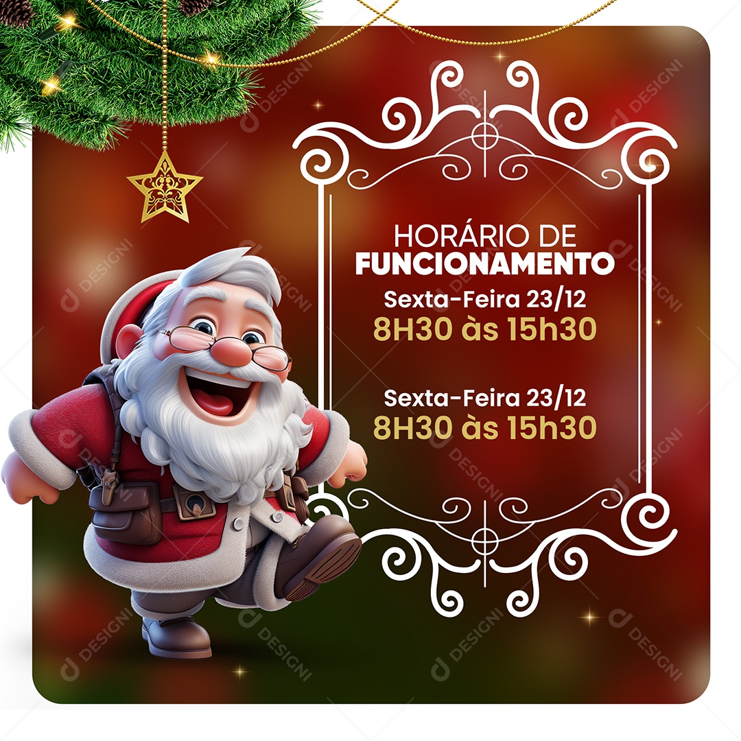 Natal Horário De Funcionamento Lojas Supermercado Social Media PSD Editável