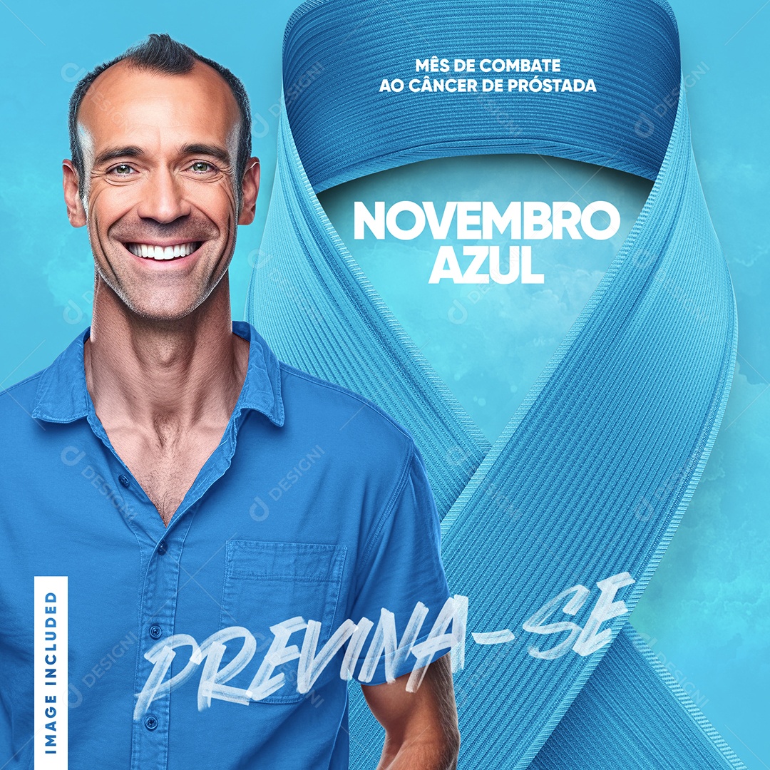 Novembro Azul Mês de Combate ao Câncer de Próstata Previna se Social Media PSD Editável