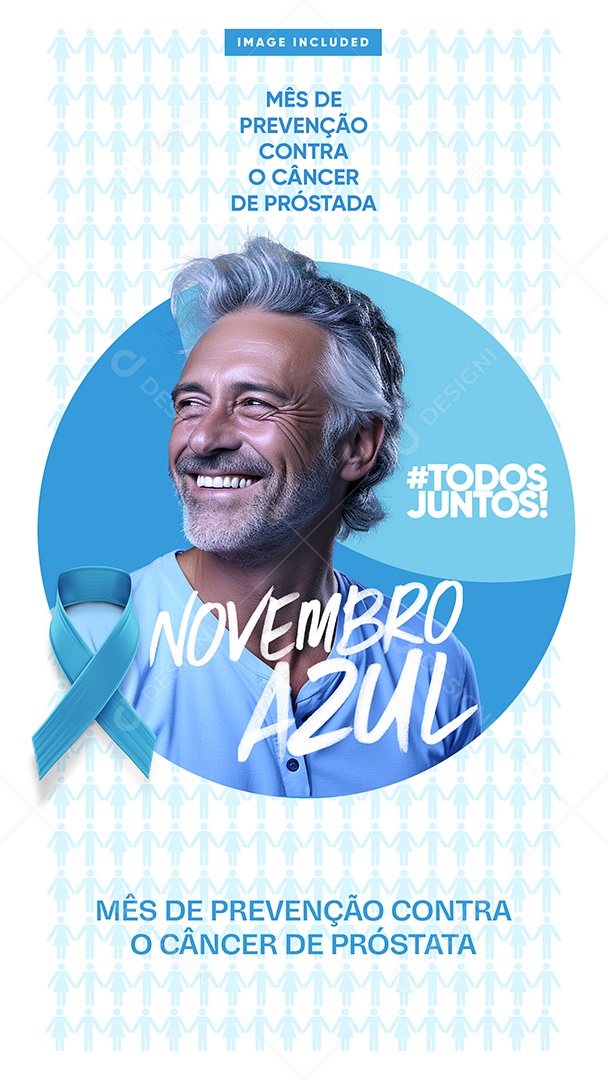 Story Novembro Azul Mês Mundial de Combate ao Câncer de Próstata Todos Juntos Social Media PSD Editável