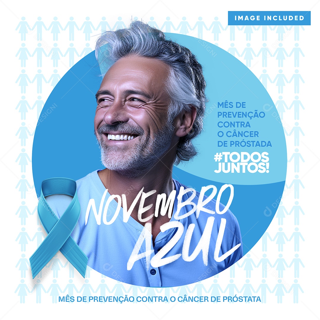 Novembro Azul Mês Mundial de Combate ao Câncer de Próstata Todos Juntos Social Media PSD Editável