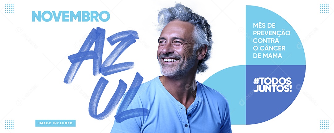 Banner Novembro Azul Todos Juntos Mês de Prevenção ao Câncer de Próstata Social Media PSD Editável