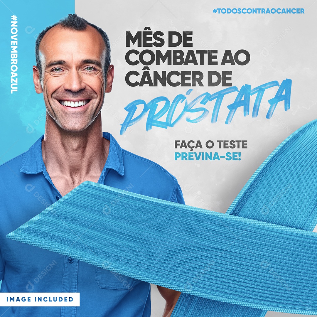 Novembro Azul Mês de Combate ao Câncer de Próstata Faça o Teste Previna Se Social Media PSD Editável