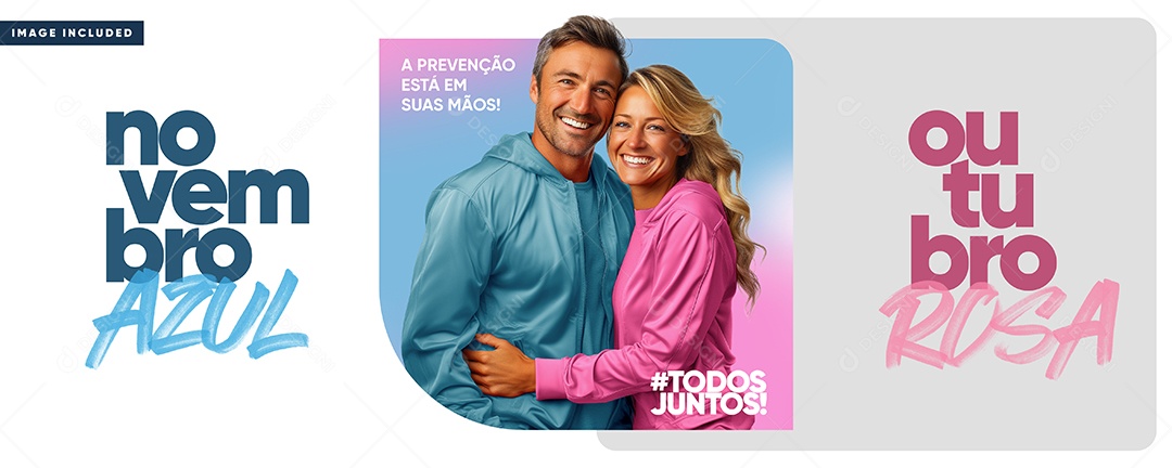 Banner Novembro Azul Outubro Rosa A Prevenção Está em Suas Mãos Social Media PSD Editável