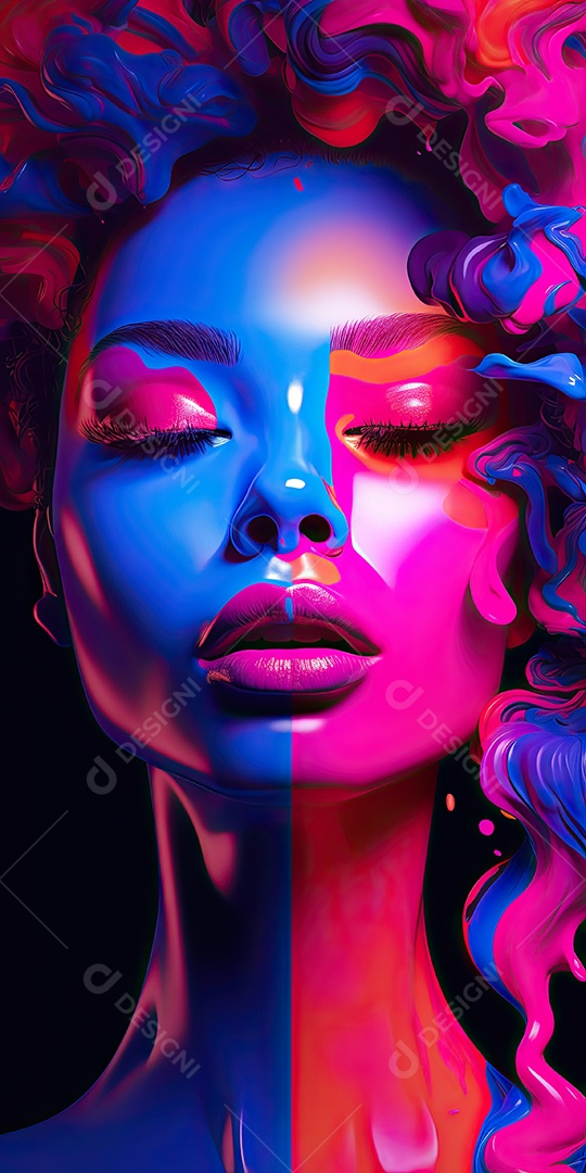 Psicologia da cor no estilo dos vibrantes retratos da pop art