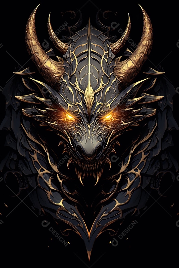 Uma obra de arte de um dragão com uma coroa dourada no estilo noturno