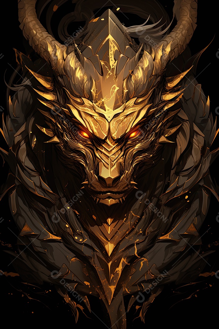 Uma obra de arte de um dragão com uma coroa dourada no estilo noturno