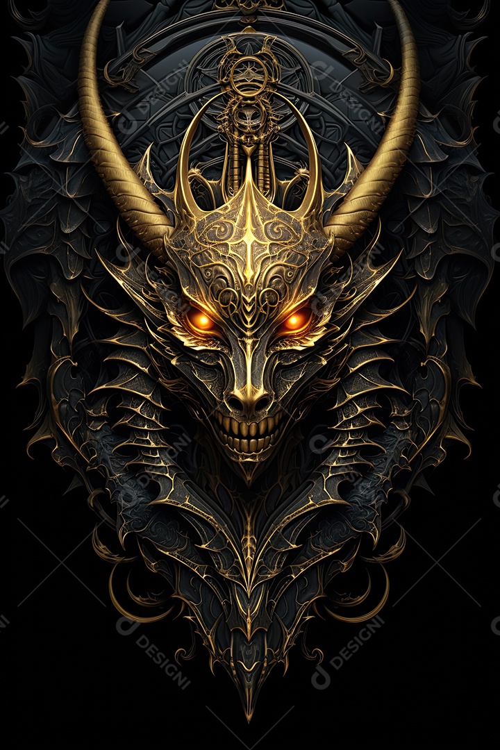 Uma obra de arte de um dragão com uma coroa dourada no estilo noturno
