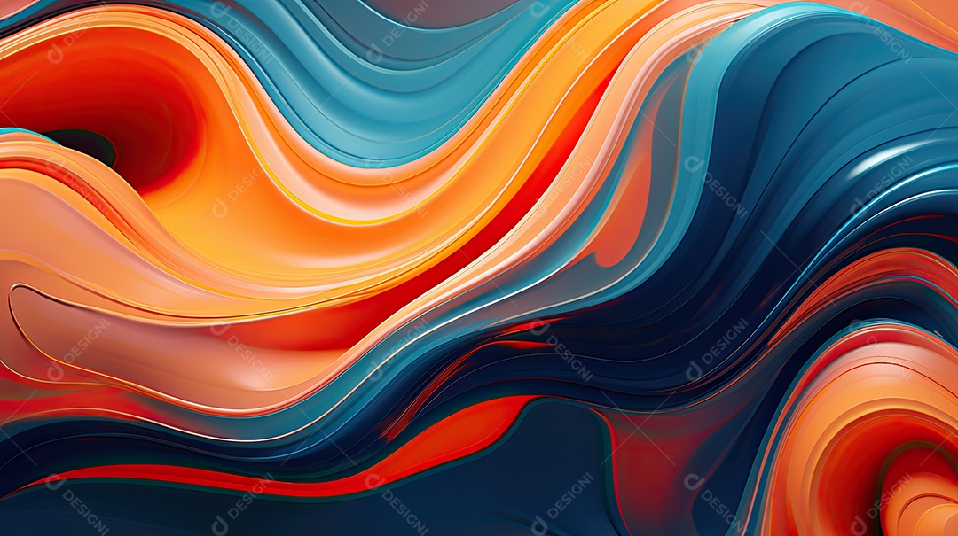 Fundo abstrato pintura 3D abstrata com redemoinhos de bolhas coloridas