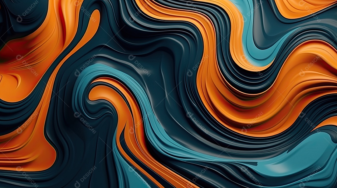 Fundo abstrato pintura 3D abstrata com redemoinhos de bolhas coloridas