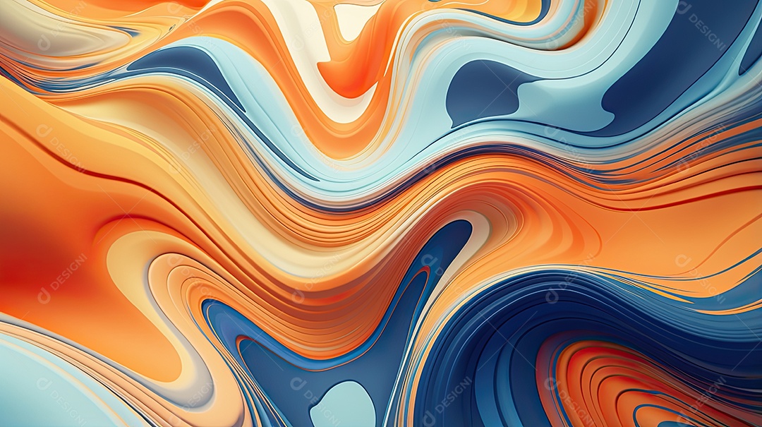 Fundo abstrato pintura 3D abstrata com redemoinhos de bolhas coloridas