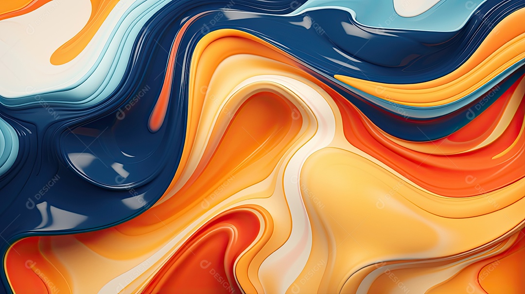 Fundo abstrato pintura 3D abstrata com redemoinhos de bolhas coloridas