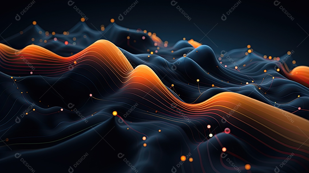 Fundo abstrato pintura 3D abstrata com redemoinhos de bolhas coloridas