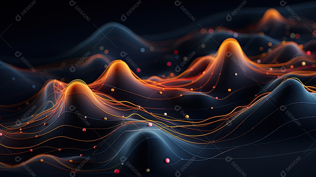 Fundo abstrato pintura 3D abstrata com redemoinhos de bolhas coloridas