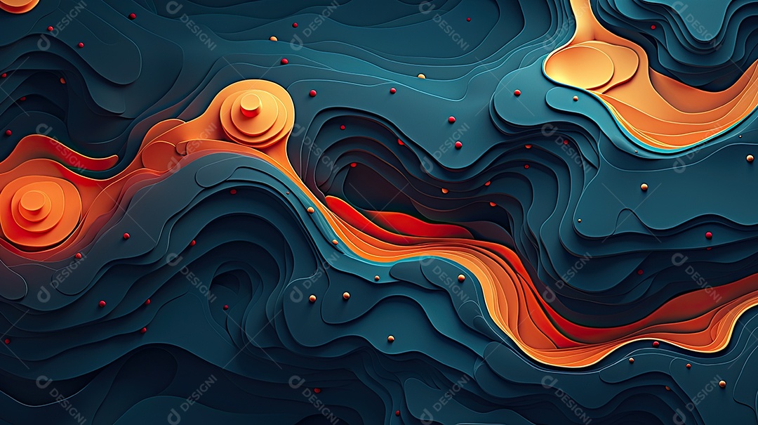 Fundo abstrato pintura 3D abstrata com redemoinhos de bolhas coloridas