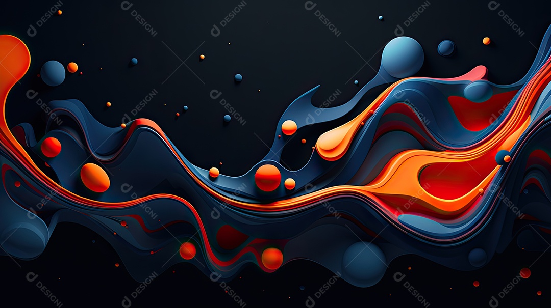 Fundo abstrato pintura 3D abstrata com redemoinhos de bolhas coloridas