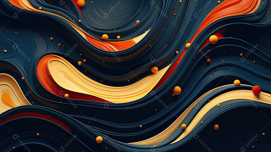 Fundo abstrato pintura 3D abstrata com redemoinhos de bolhas coloridas