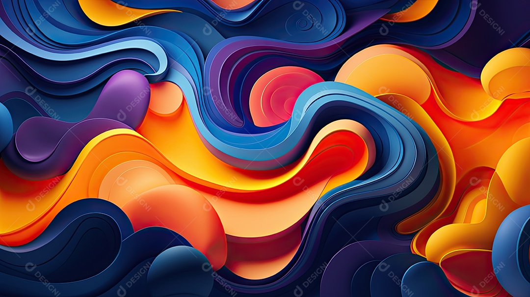 Fundo abstrato pintura 3D abstrata com redemoinhos de bolhas coloridas