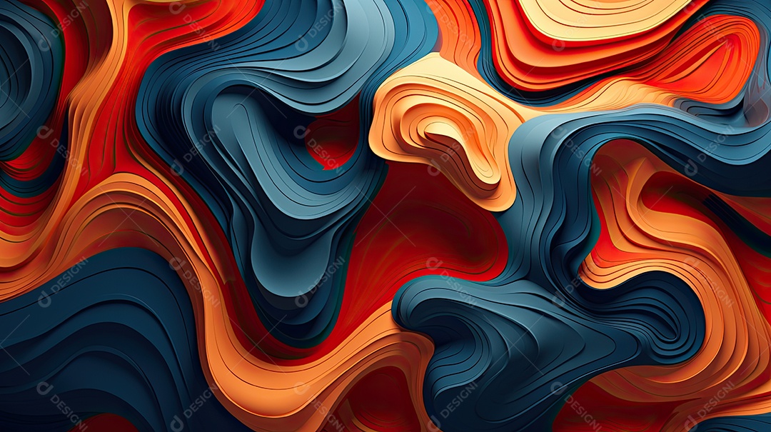 Fundo abstrato pintura 3D abstrata com redemoinhos de bolhas coloridas