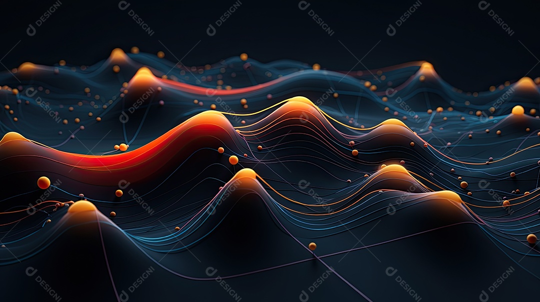 Fundo abstrato pintura 3D abstrata com redemoinhos de bolhas coloridas