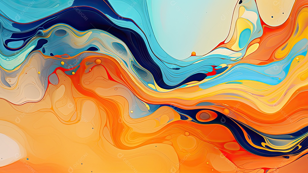 Fundo abstrato pintura 3D abstrata com redemoinhos de bolhas coloridas