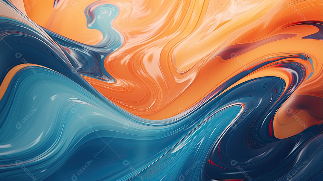 Fundo abstrato pintura 3D abstrata com redemoinhos de bolhas coloridas