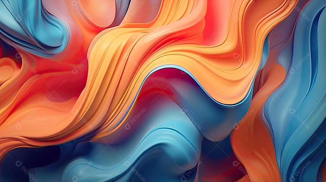 Fundo abstrato pintura 3D abstrata com redemoinhos de bolhas coloridas