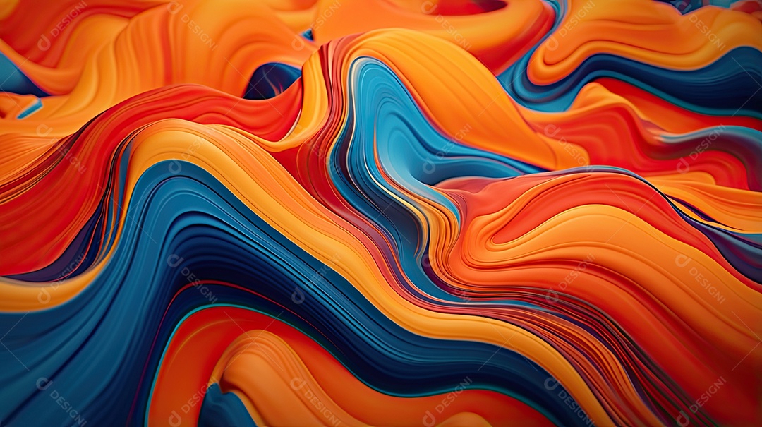 Fundo abstrato pintura 3D abstrata com redemoinhos de bolhas coloridas