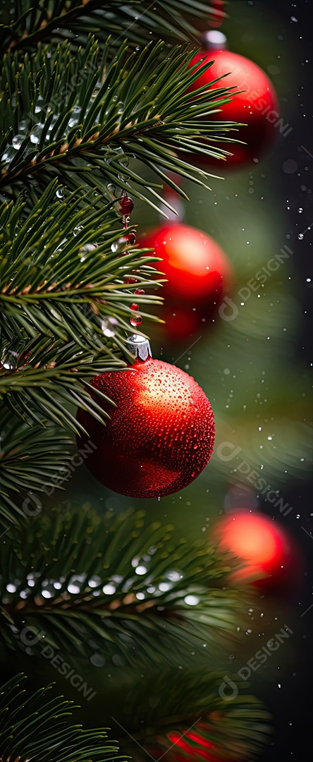 Árvore de Natal com luzes e enfeites close-up