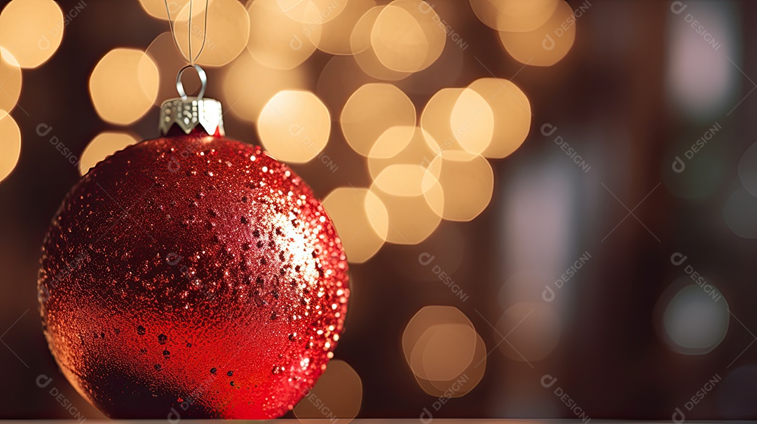 Árvore de Natal com luzes e enfeites close-up