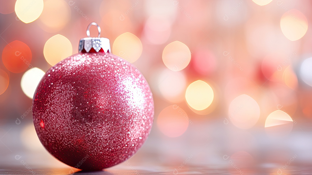 Árvore de Natal com luzes e enfeites close-up