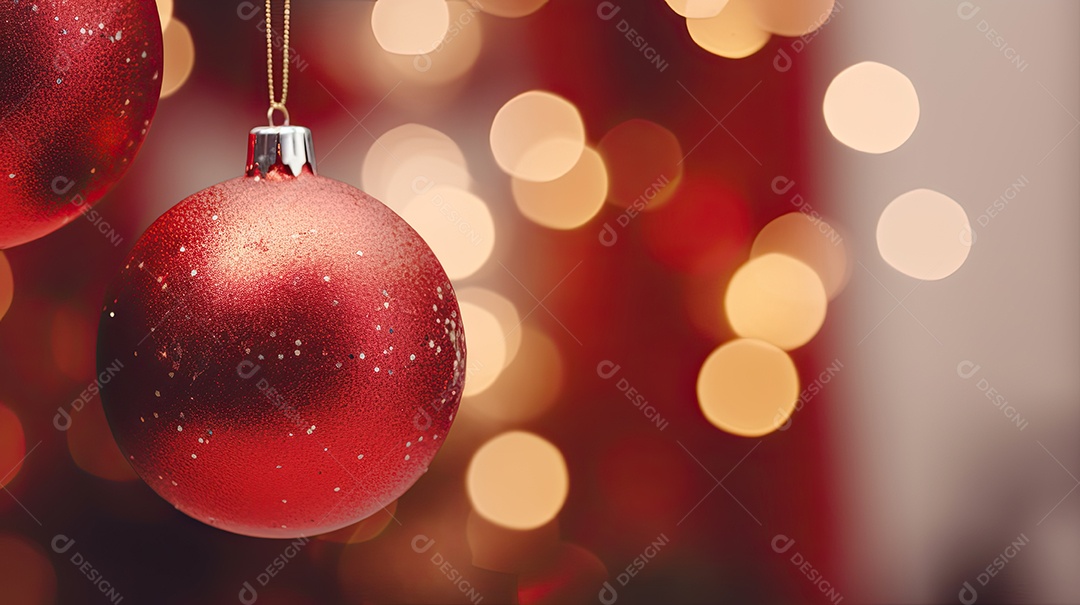 Árvore de Natal com luzes e enfeites close-up