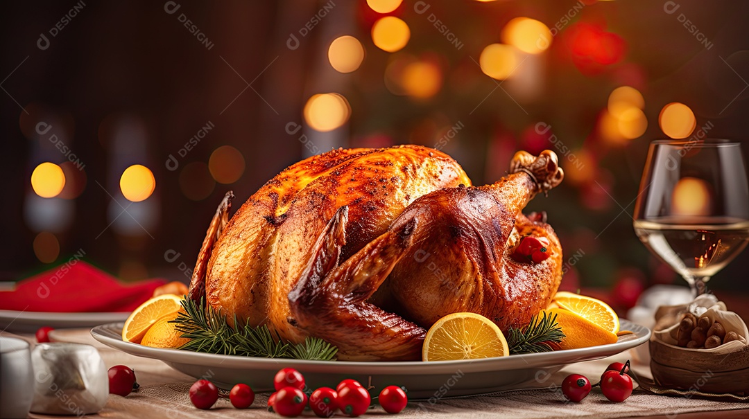 Celebração festiva de peru assado