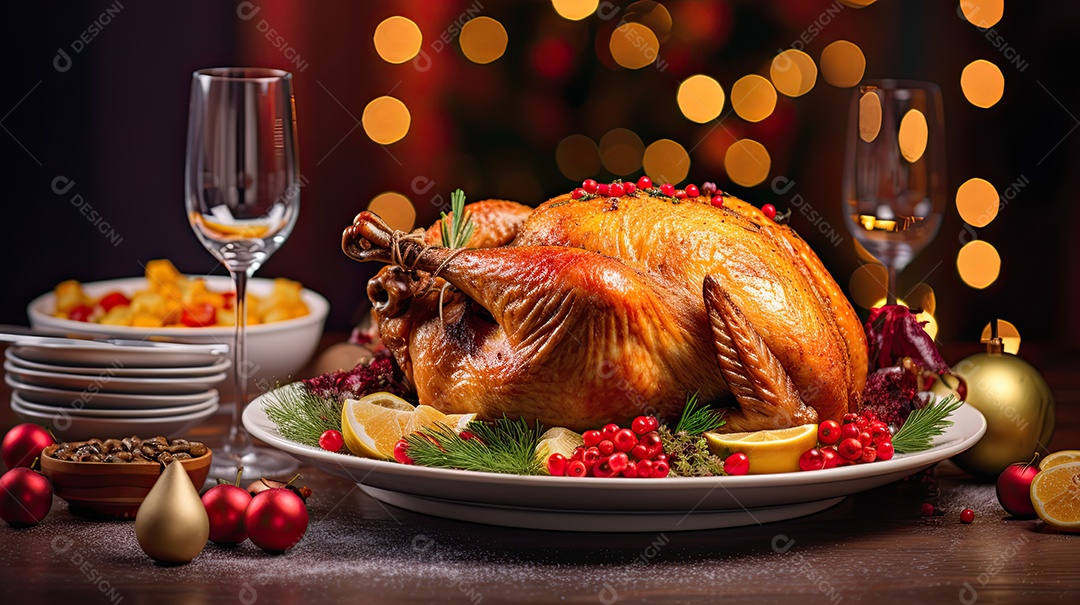 Celebração festiva de peru assado