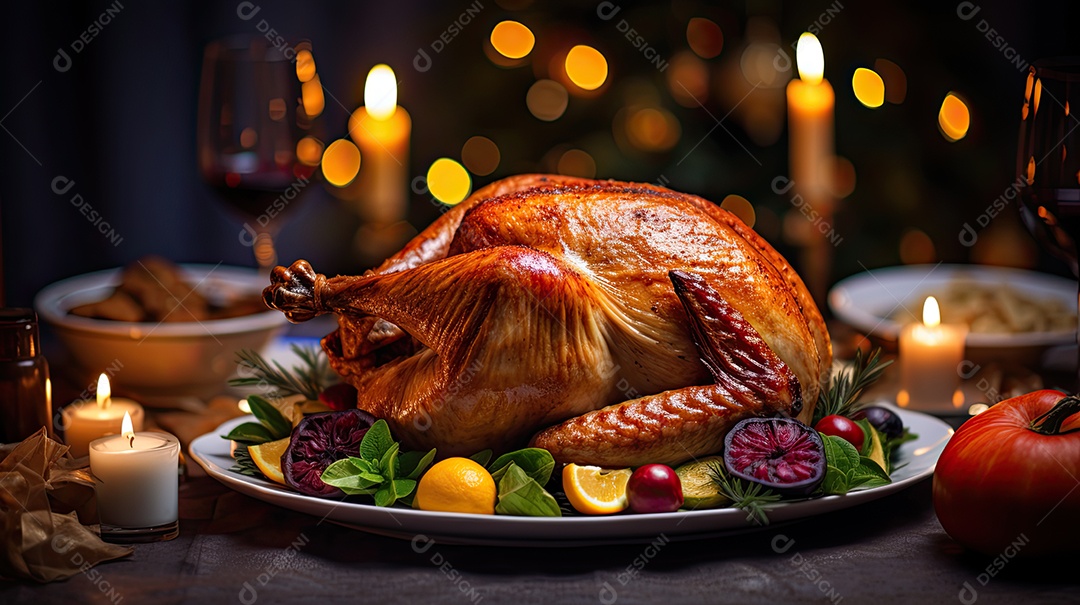 Celebração festiva de peru assado